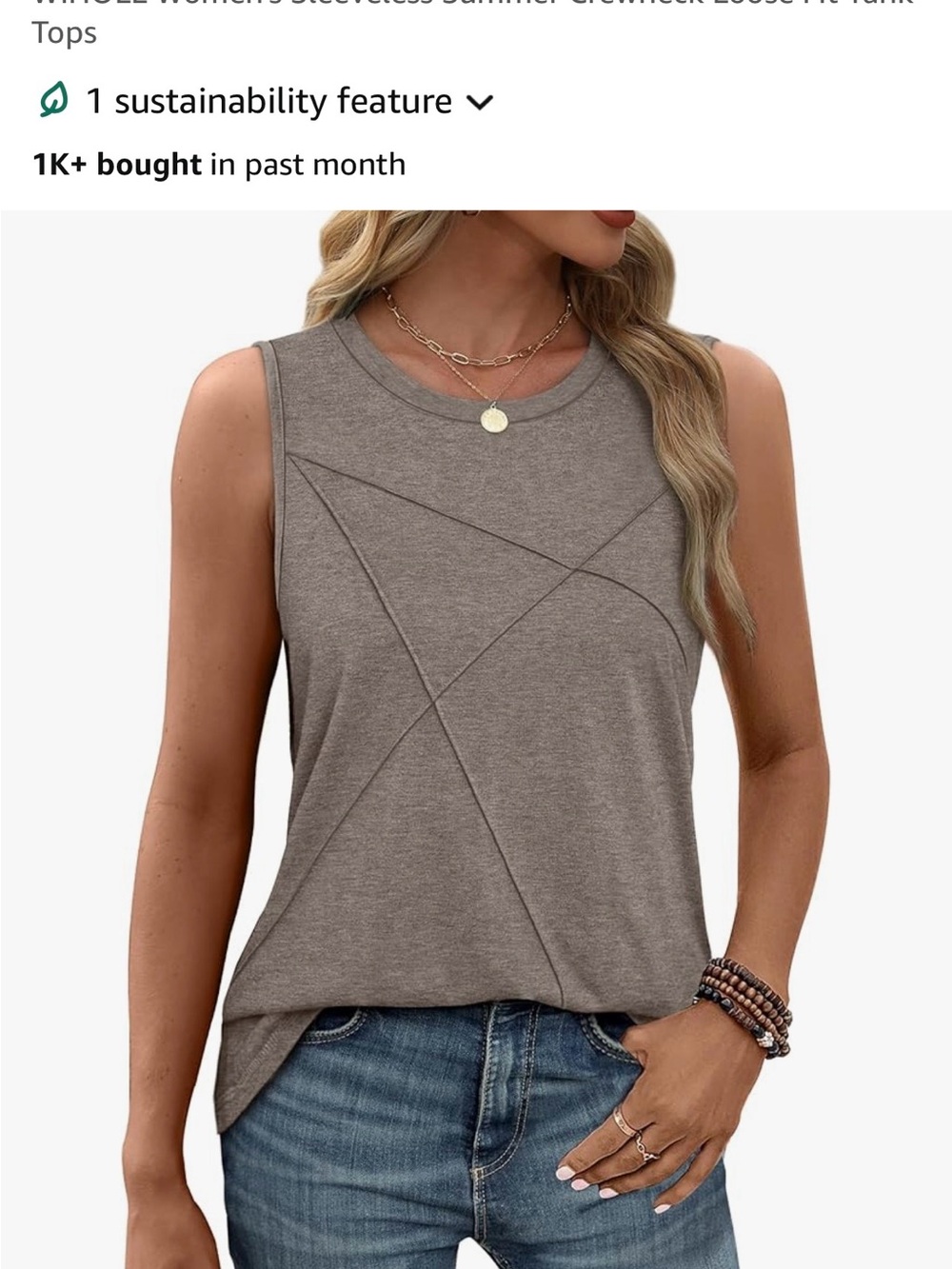 Sleeveless Crewneck Tank Top - Taupe